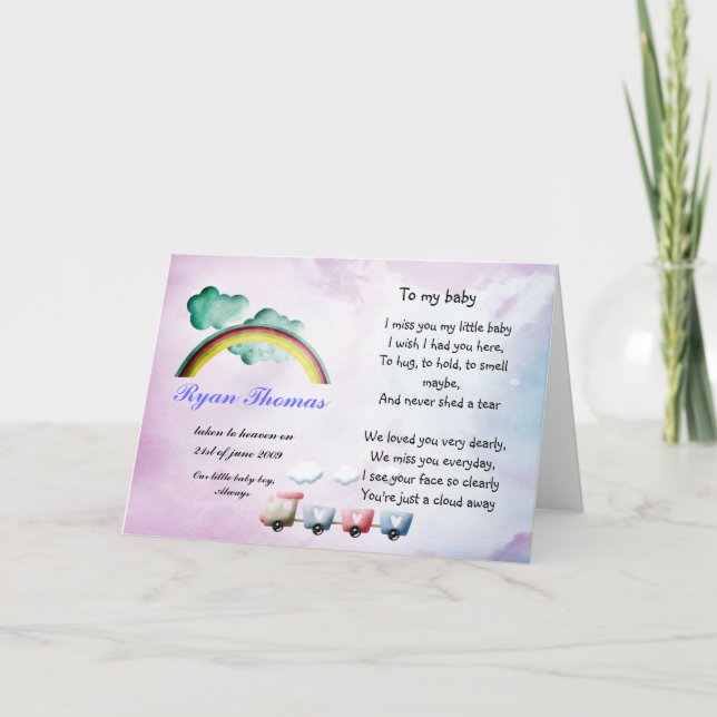 Rememberance card for baby or child (Front)