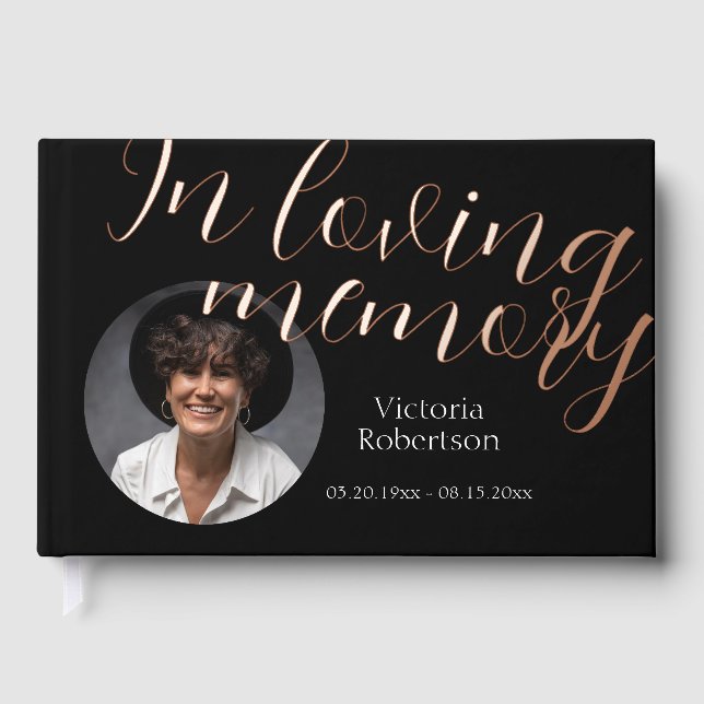 Rememberance Keepsake Modern  Memorial Funeral Guest Book (Front)