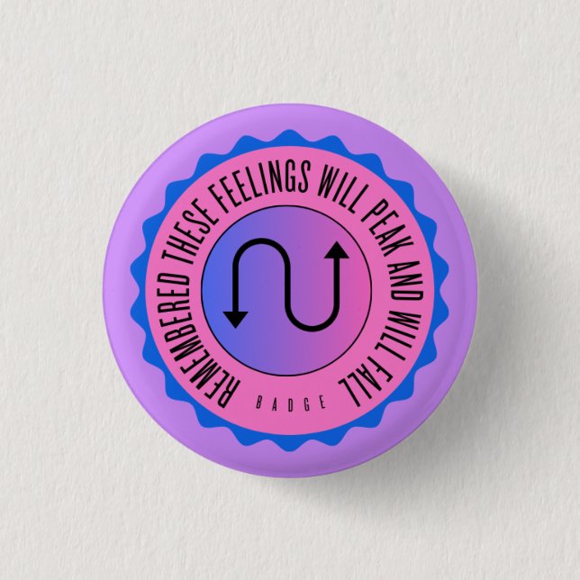 Remembered these feelings will peak and will fall 1 inch round button (Front)