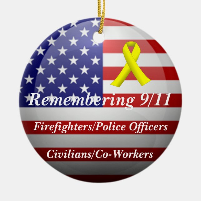 Remembering 9/11 ceramic ornament (Front)
