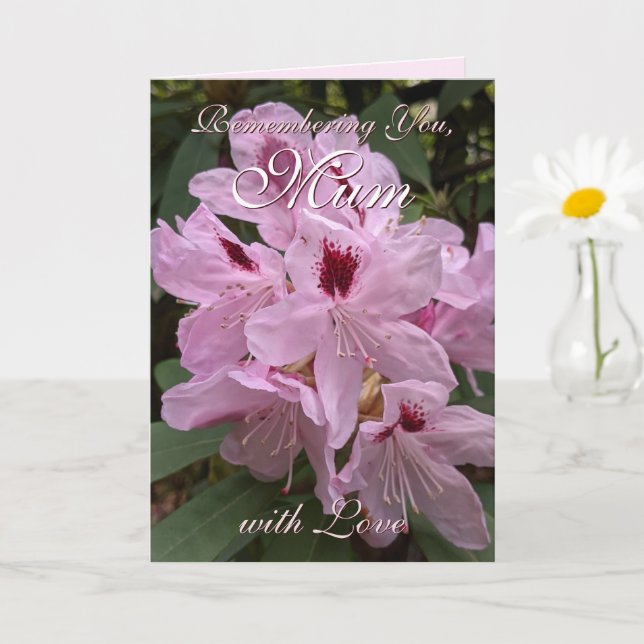 Remembering Mom Pink Rhododendron  Mother's Day Card (Small Plant)