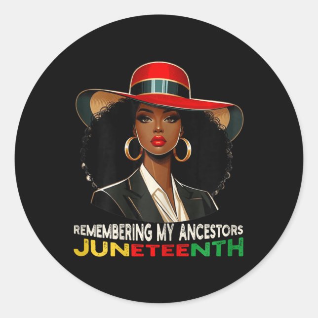 Remembering My Ancestors Juneteenth Stylish Nurse  Classic Round Sticker (Front)