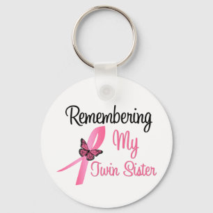 Remembering My Twin Sister - Breast Cancer Keychain