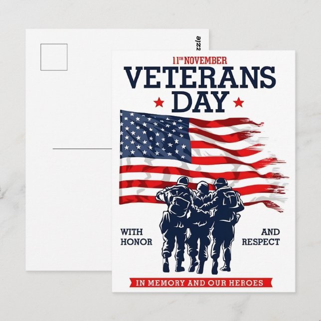 Remembering the Brave on Veterans Day Postcard (Front/Back)