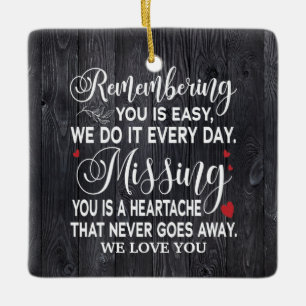 Remembering You Memorial Quote Personalized Photo Ceramic Ornament