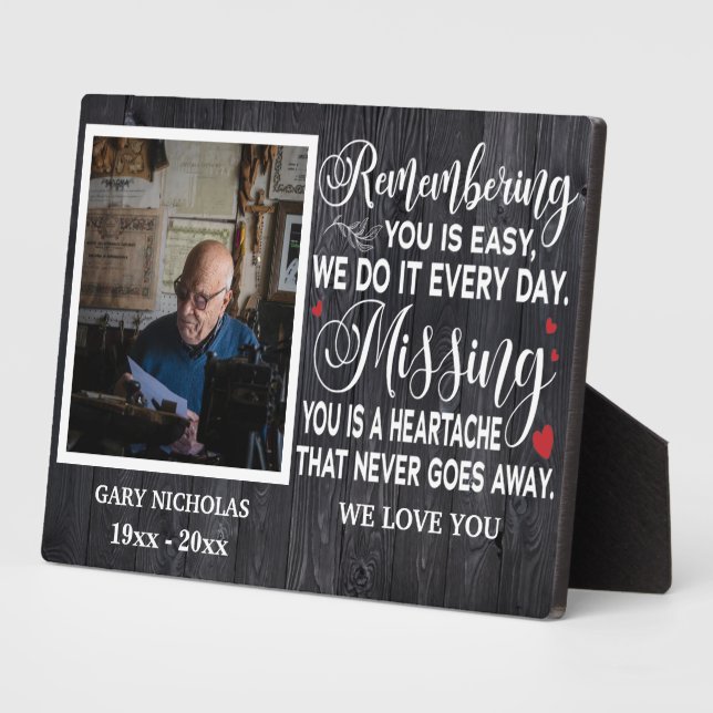 Remembering You Memorial Quote Personalized Photo Plaque (Side)