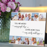 Remembrance 10 Photo White You are Missed Plaque<br><div class="desc">Personalized remembrance photo plaque with loving wording in modern typography and elegant calligraphy. The photo template is set up for you to add your pictures, which are displayed in square / instagram format, in two rows of five, bordering the long edges and framing the memorial quote. The wording reads "you...</div>
