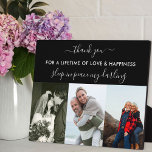 Remembrance 3 Photo Collage Black Custom Plaque<br><div class="desc">Create your own remembrance photo plaque in loving memory of your special someone, using 3 of your happiest pictures. The wording is fully editable - it currently reads "thank you - for a lifetime of love & happiness - sleep in peace my darling". The photo template is also set up...</div>