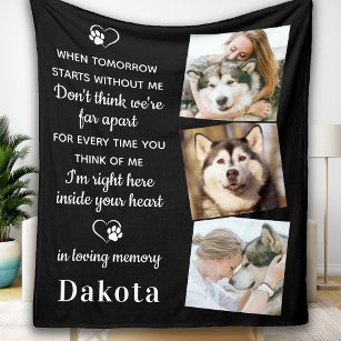 Remembrance 3 Photo Pet Loss Gift Dog Memorial Fleece Blanket