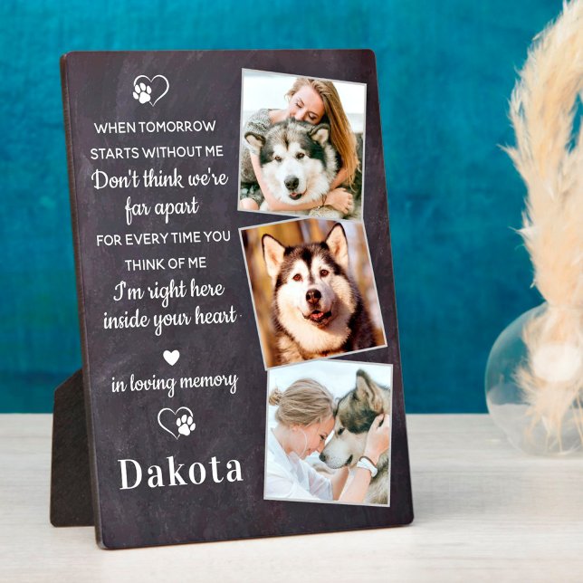Remembrance 3 Photo Pet Loss Gift Dog Memorial Plaque (Creator Uploaded)