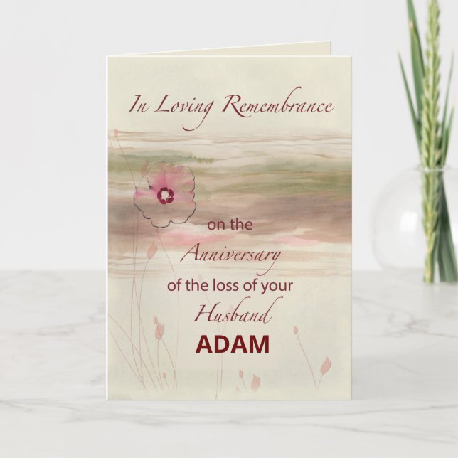 Remembrance Anniversary of Loss of Husband Flowers Card (Front)