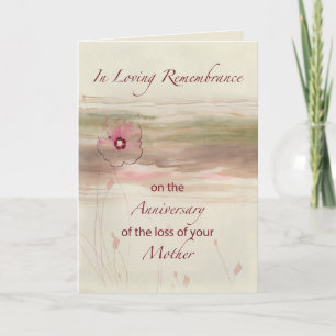 Remembrance Anniversary of Loss of Mother Flowers Card