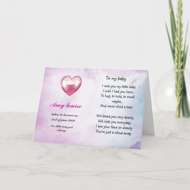 Remembrance card for baby or child (Front)