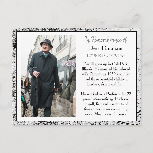 Remembrance Card for Funeral Or Memorial Keepsake (Front)