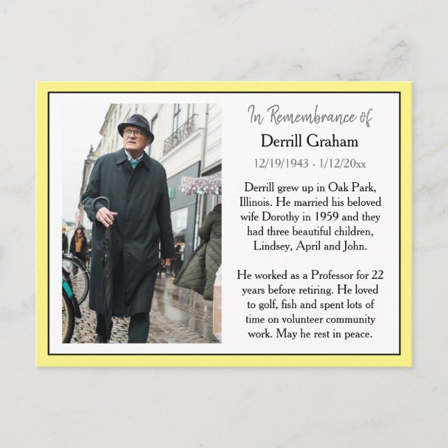 Remembrance Card for Funeral Or Memorial Keepsake (Front)