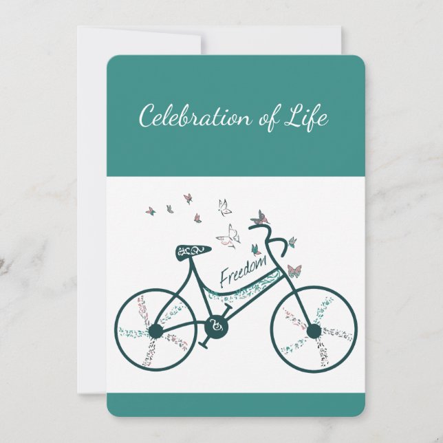 Remembrance Celebration Life Bike Butterflies  Invitation (Front)