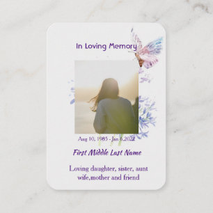 Remembrance Christian Memorial Keepsake Butterfly Business Card