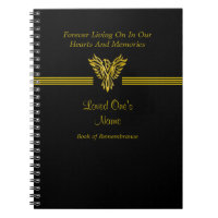 Remembrance Condolence book, golden rising phoenix