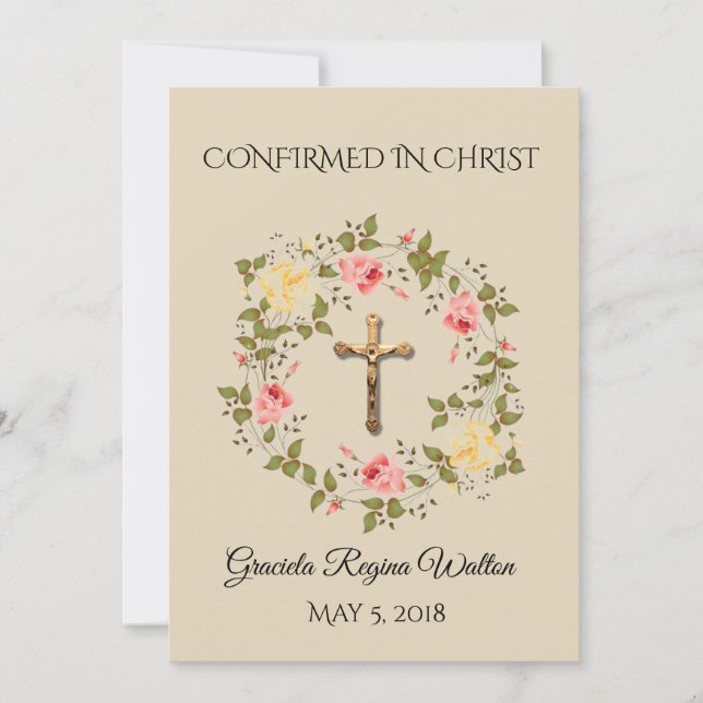 Remembrance Confirmation Crucifix Rose (Front)