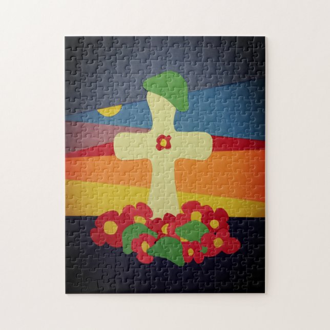 Remembrance Day Fallen Soldier Grave Red Poppies  Jigsaw Puzzle (Vertical)