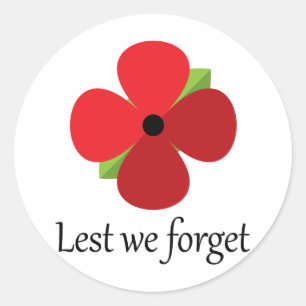 Remembrance Day Lest We Forget. Classic Round Sticker