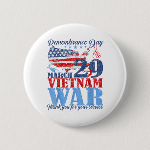 Remembrance Day March 29 Vietnam War Us Army Veter 2 Inch Round Button