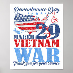 Remembrance Day March 29 Vietnam War Us Army Veter Poster