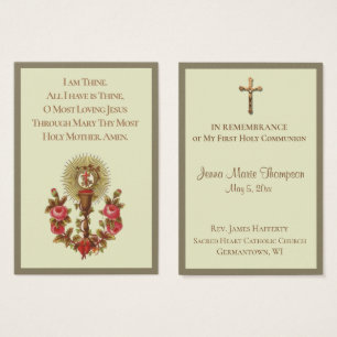 Remembrance Holy Card Chalice First Holy Communion