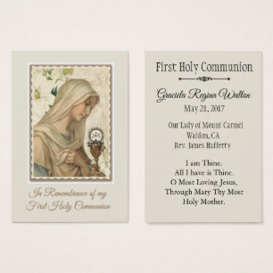 Remembrance Holy Card for First Holy Communion