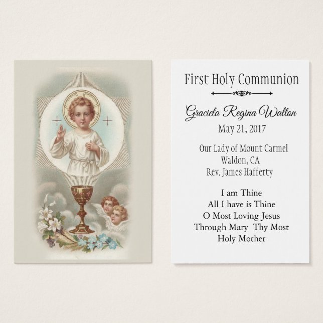 Remembrance Holy Card Jesus First Holy Communion (Front & Back)