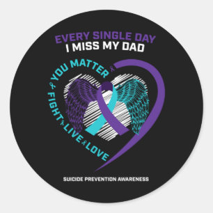Remembrance In Memory Of Dad Suicide Prevention Classic Round Sticker
