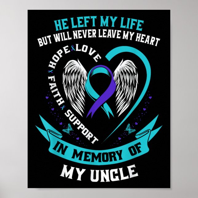Remembrance In Memory Of My Uncle Suicide Awarenes Poster (Front)