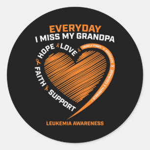 Remembrance Loving Memory Of My Grandpa Leukaemia Classic Round Sticker