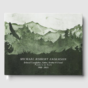Remembrance Masculine Forest Memorial Funeral Guest Book