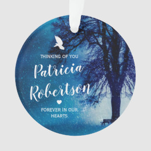 Remembrance Memorial Photo Blue Christmas Ornament