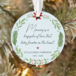Remembrance Memory Is A Keepsake Greenery Photo Ornament<br><div class="desc">A true keepsake of someone who you miss terribly. Ornament with winter greenery framing a quote "Memory is a keepsake of time that lives forever in the heart"</div>
