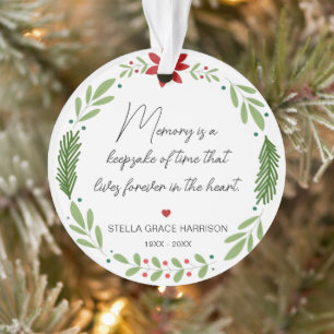 Remembrance Memory Is A Keepsake Greenery Photo Ornament