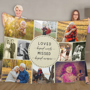 Remembrance Multi Photo Loved Beyond Words Natural Fleece Blanket
