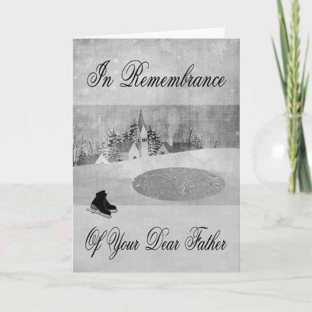 Remembrance Of Father At Christmas Greeting Card (Front)