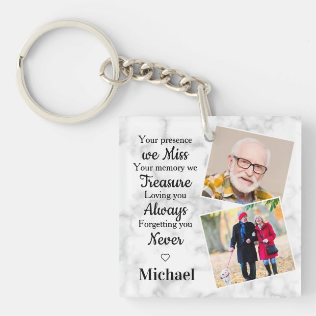 Remembrance Personalized 2 Photo Memorial Keychain (Front)