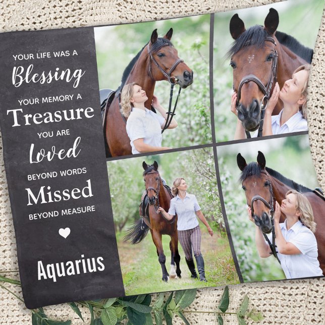 Remembrance Personalized 4 Photo Collage Memorial  Fleece Blanket (Creator Uploaded)