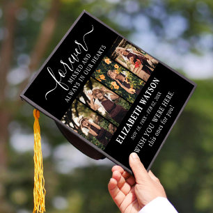 Remembrance Photo Collage   Forever in Our Hearts Graduation Cap Topper