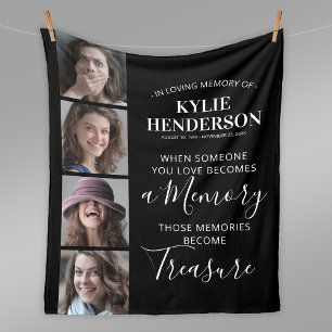 Remembrance Photo Collage Memorial Fleece Blanket