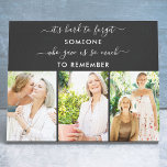Remembrance Photo Collage Someone to Remember Canvas Print<br><div class="desc">Create your own remembrance photo wrapped canvas with 3 of your treasured pictures. The wording reads "it's hard to forget someone who gave us so much to remember" in elegant hand lettered script and modern typography. The photo template is set up ready for you to add your photos in a...</div>
