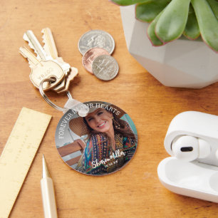 Remembrance Photo 'Forever In Our Hearts'  Keychain