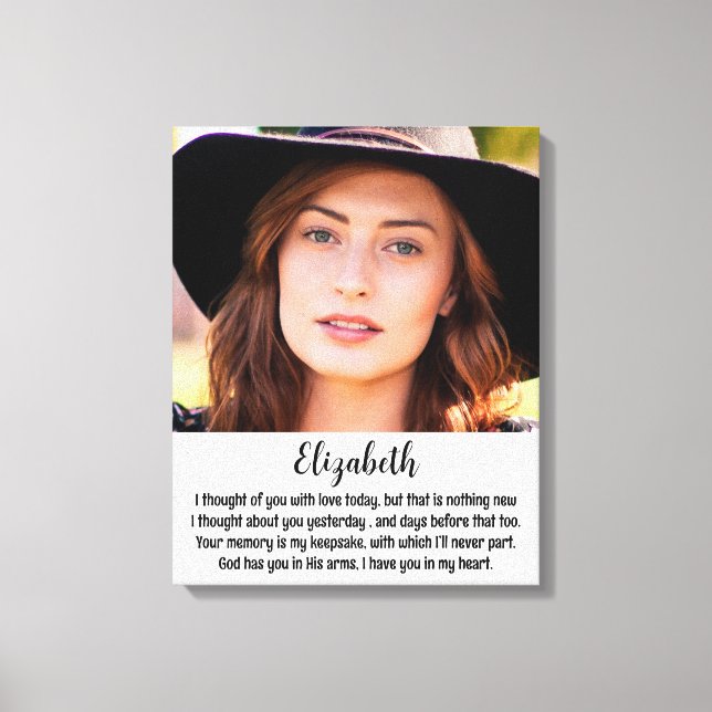 Remembrance Poem Keepsake Memorial Photo Canvas Print (Front)