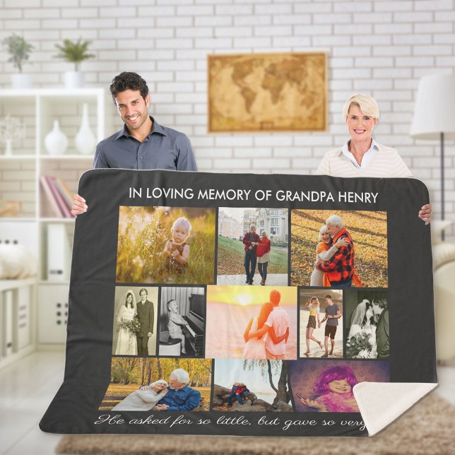 Remembrance Quote Dark Grey In Loving Memory Photo Sherpa Blanket (Creator Uploaded)