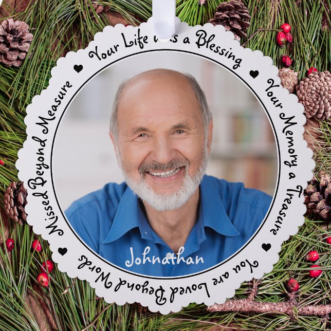 Remembrance Sympathy Keepsake Memorial Photo Ornament Card (Creator Uploaded)