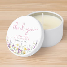 Remerciement de Baby Shower Fleur Aquarelle Bohème