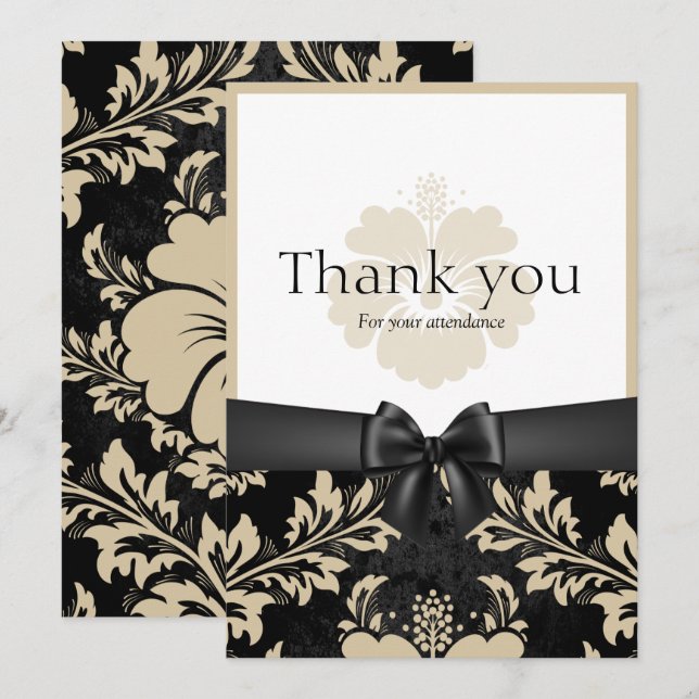 Remerciement invitation de mariage beige floral (Devant / Derrière)